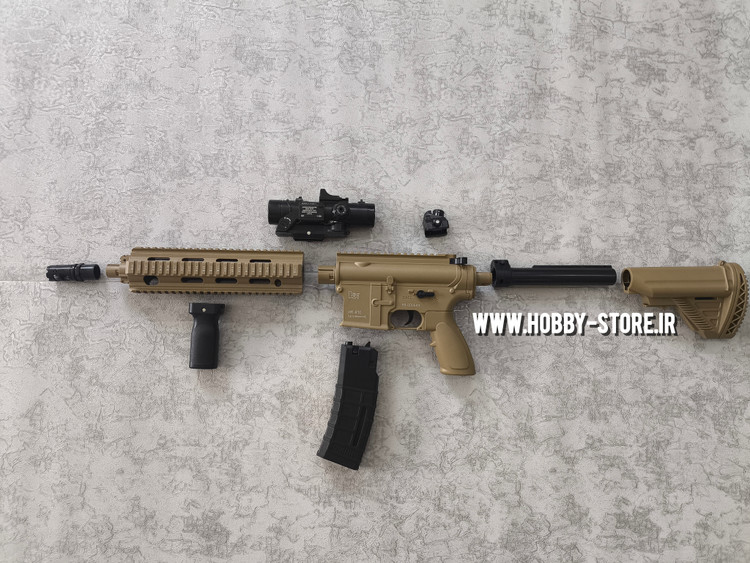 تفنگ اسباب بازی تیر ژلهای پرقدرت مدل HK 416 رنگ صحرایی